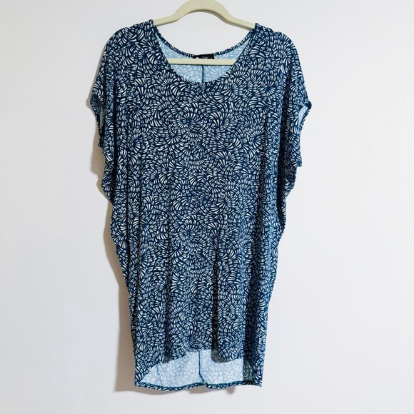 A-Line - Hawaii Brand Ocean Blue and Tan Windmill Print Dress - Picture 1 of 5